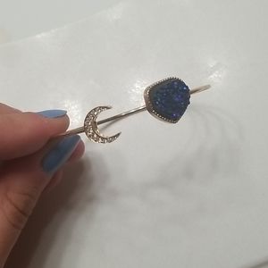 Blue Druzy and Moon Bracelet